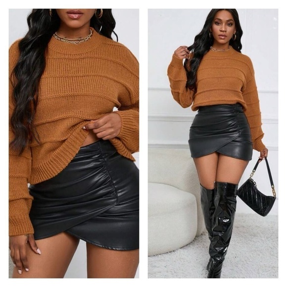 CUPCAKES & CASHMERE x Revolve Burnt Orange Oversized Cable Knit Sweater XL - Picture 1 of 9